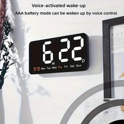 Uplift Treasures Voice Control Large LED Wall Clock white