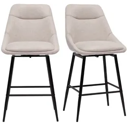 Drehbare Barhocker 360° aus Stoff in Samtoptik beige und Metall H66 cm (2er-Set) ALESS