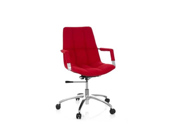 hjh OFFICE 670913 Schreibtischstuhl SARANTO Stoff Rot Bürostuhl mit Armlehnen im Retro-Design, höhenverstellbar