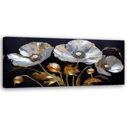 WANDBILD mohnblumen glamour silber