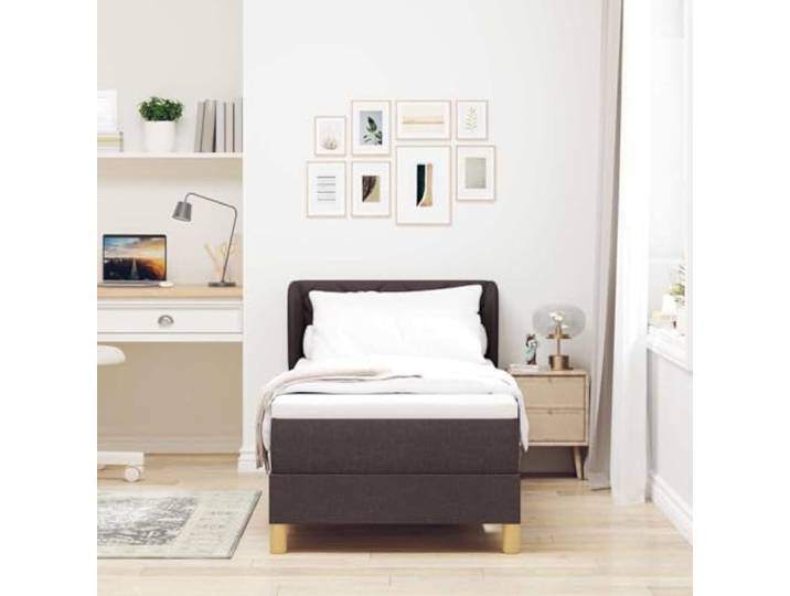 KTHLBRH Boxspringbett 80 x 200 cm Dunkelbraun Kopfteil verstellbar, 2 Höhen, Gestell Massivholz Kiefer, Stützlast 140 kg