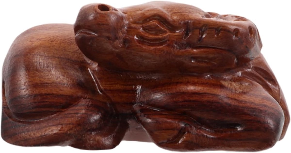 Lichtbruin handgesneden houten dierbeeldje voor decoratie in huis of kantoor B/D/H: 6,50 x 4,20 x 3,60 cm