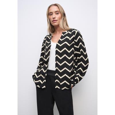 Langarmbluse STREET ONE, Damen, Gr. 34, schwarz-weiß (schwarz), Stoff, 100% Viskose, gemustert, klassisch normal, Bündchen, Blusen, mit Zick Zack Muster