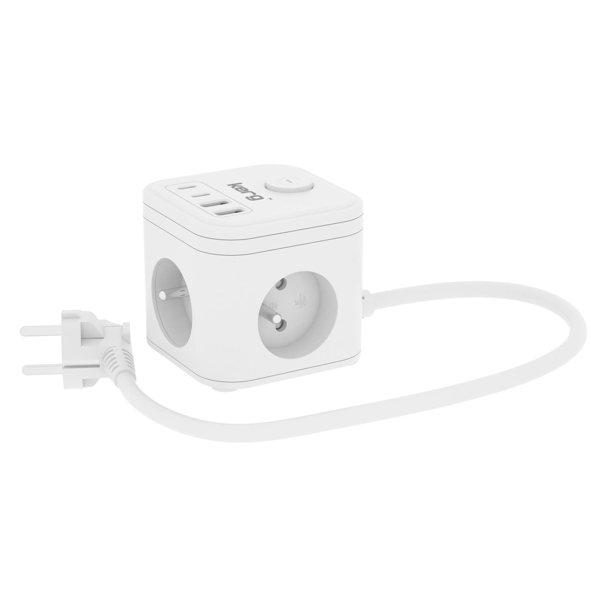 Kerg SMART - 3-FACH-STECKDOSENBLOCK + USB-A+USB-C-LADEGERÄT 1 5 M 3×1 5 MM2 H05VV-F 16 A/250 V (3x, Typ 15, 1.50 m) (M02727)