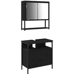 vidaXL Badezimmermöbel Set 2 pcs Schwarz 60 x 30 x 60 cm Holzwerkstoff
