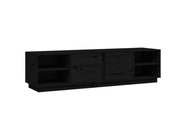 Favemtsl TV-Schrank Schwarz 156x40x40 cm Kiefer Massivholz Großzügige Ablagefläche fürs Wohnzimmer mit 6 Fächern und 2 Türen für Medien und Dekoration.