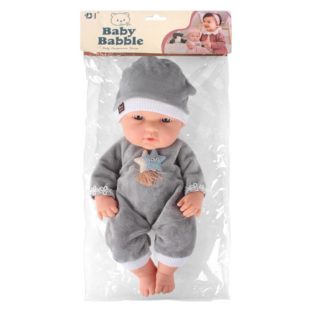 Lean Toys Babypuppe im grauen Schlafanzug, mit Mütze, beweglichen Armen und Beinen, 30 cm (67992257)