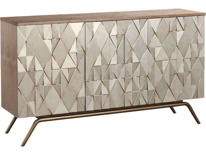 FURNLUX Buffet Stylé Or Et Bronze 150cm / Couleur principale : Jaune / Dimensions : 150 x 86 x 40 cm