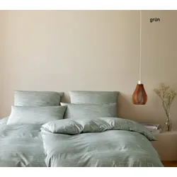 Elegante Mako-Satin Bettwäsche Chamber - 135x200 cm + 40x80 cm	grün