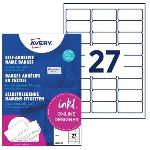 AVERY Zweckform 540 Namensetiketten L4784-20 weiß 63,5 x 29,6 mm