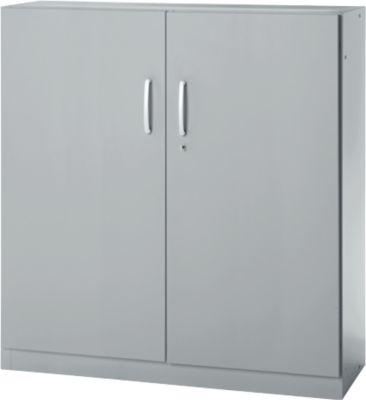 Büroschrank, 3OH, abschließbar, mit aufliegenden Türen, B 1200 mm, Weißalu