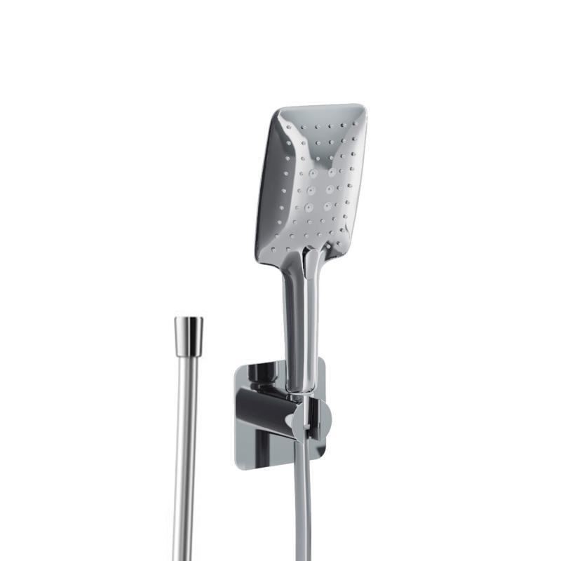 HSK Design-Handbrause AquaSwitch Softcube inkl. Brauseschlauch, Silber mit Handbrausehalter Softcube 1180080