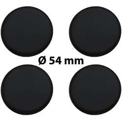 4 x Ø 54 mm Polymere Aufkleber / Schwarz / Nabenkappen, Felgendeckel