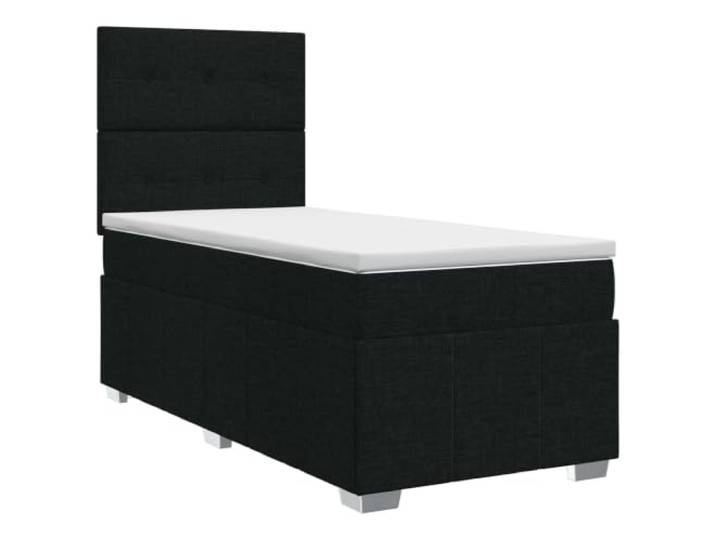 RJPLMFV Boxspringbett mit Matratze, Schwarz, 90 x 200 cm, Stoff Verstellbarer Kopf, 78 – 88 cm, Taschenfedern, Reißverschluss, Holz, Technik