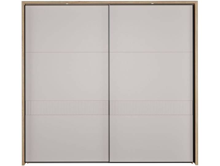 Schwebetürenschrank FORTE Forte Seravel Schwebetürenschrank, Lamellenoptik, inkl. Beleuchtung , mauvella eiche, kaschmir beige, B:231,1cm H:215,9cm T:63,8cm, FSC-zertifizierter Holzwerkstoff, Schränke, Schwebetürenschrank, B/H/T 231,1/215,9/63,8 cm, Zubehör optional bestellbar