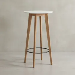 KADIMA DESIGN Skandinavischer Bartisch, Eichenholz, runde Tischplatte, 50 kg Belastbarkeit.