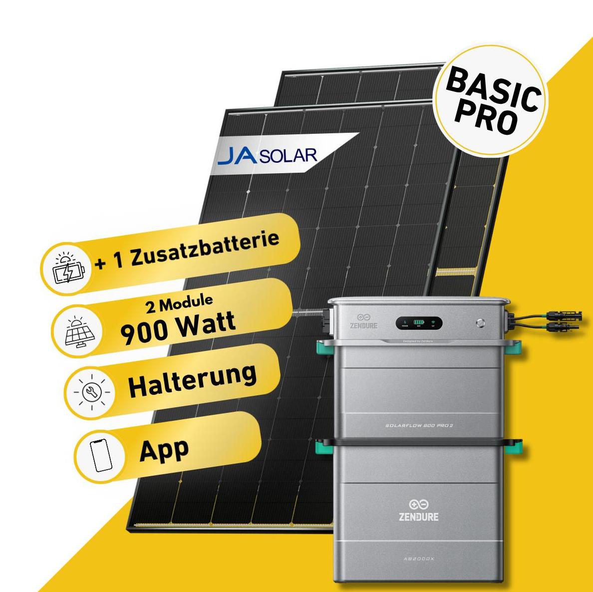 Balkonstrom Balkonkraftwerk 900W mit Speicher | 3xZusatzspeicher | 2xSolarmodul Bifazial | Anker Solix 3 Pro