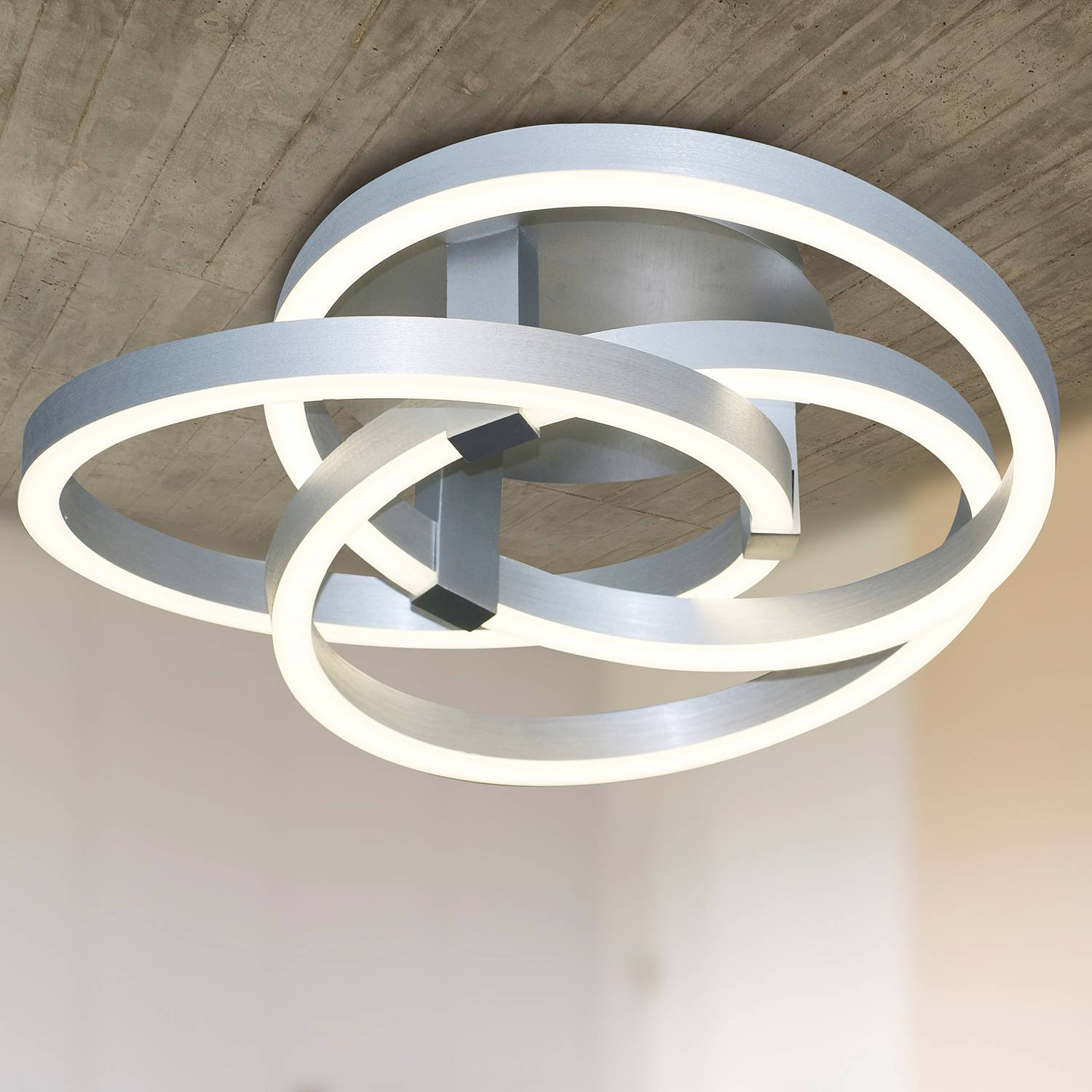 home24 LED-plafondlamp Divora, zilver, Ø 58 cm