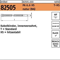 Kabelbinder R 82505 innenverz. 2,5x145/35 PA6.6 HS natur 1000St. HELLERMANNTYTON