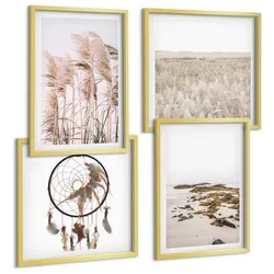BILDER SET 4er Set - 50x50 cm & 40x60 cm Goldrahmen - Wiesen, Strand, Boho-Stil