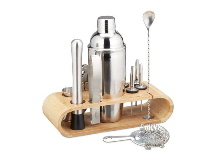 Relaxdays Cocktail Set 11-teilig Edelstahl