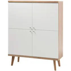 HIGHBOARD weiß, Eiche Riviera, skandinavisch, 107 x 134 cm