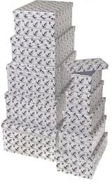 IH Casa Decor Rectangle Nesting Boxes Top Lid Nautical Set Of 10