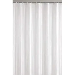 KS Handel 24 Edler Textil Duschvorhang gestreift Damast Weiss 180x230 cm inkl. Duschvorhangringe