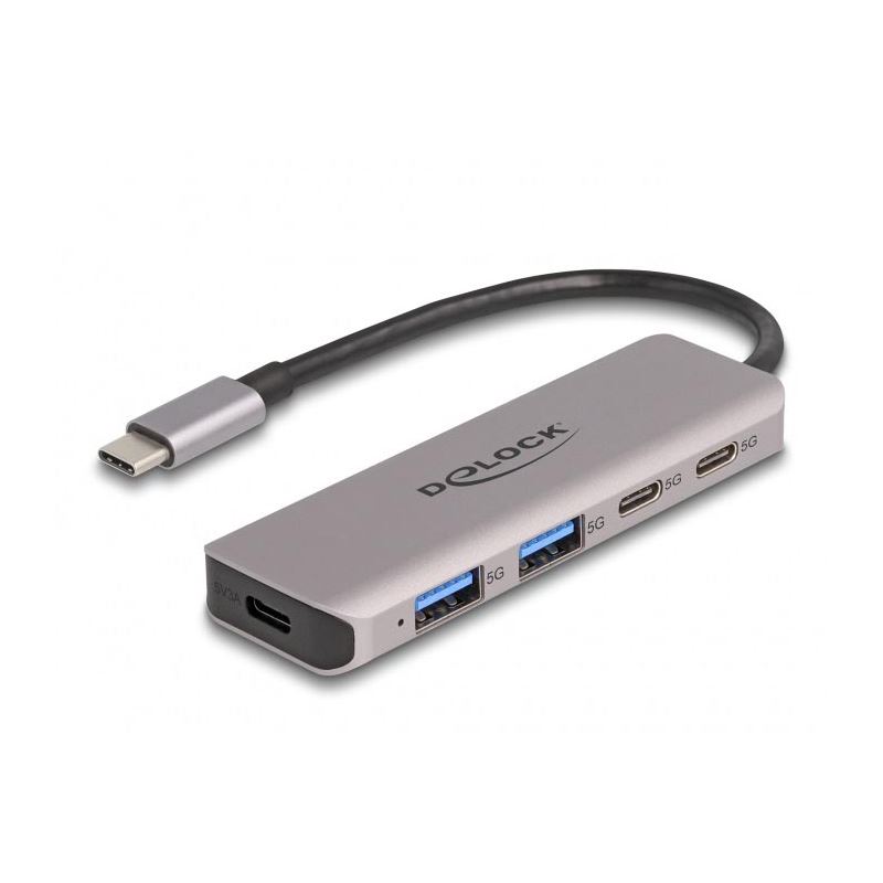 Delock USB 5 Gbps 2 Port USB Type-C und 2 Port Typ-A Hub mit USB Type-C Anschluss