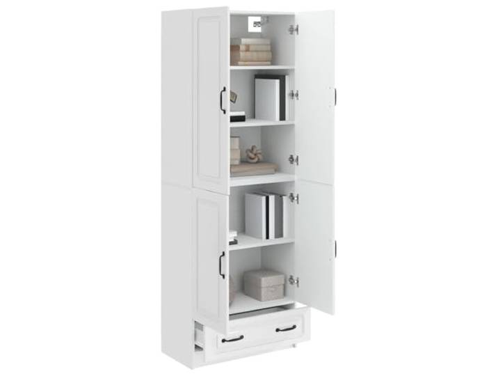 KTHLBRH 2-teiliges Schrank-Set aus poliertem Holz, weiß 3 Einlegeböden, 4 Türen, 1 Schublade, großer Stauraum, pflegeleicht