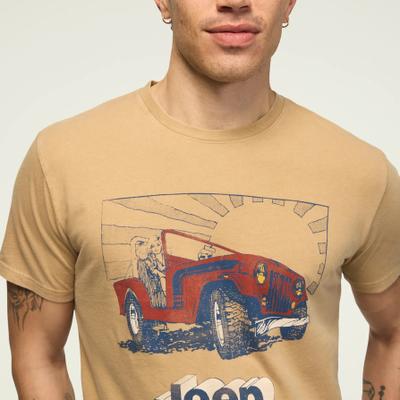 Lucky Brand Jeep Drawing Tee - Men's Clothing Tops Shirts Tee Graphic T Shirts in Incense, Size L