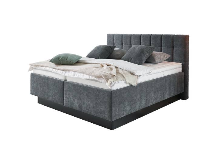 Boxbett 180 x 200 cm mit Bettkasten anthrazit Chenille - SENSINO