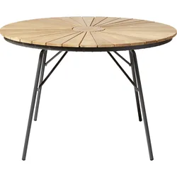 Cinas Klapptisch ELLEN Ø 110 cm, Aluminium Anthrazit / Teak