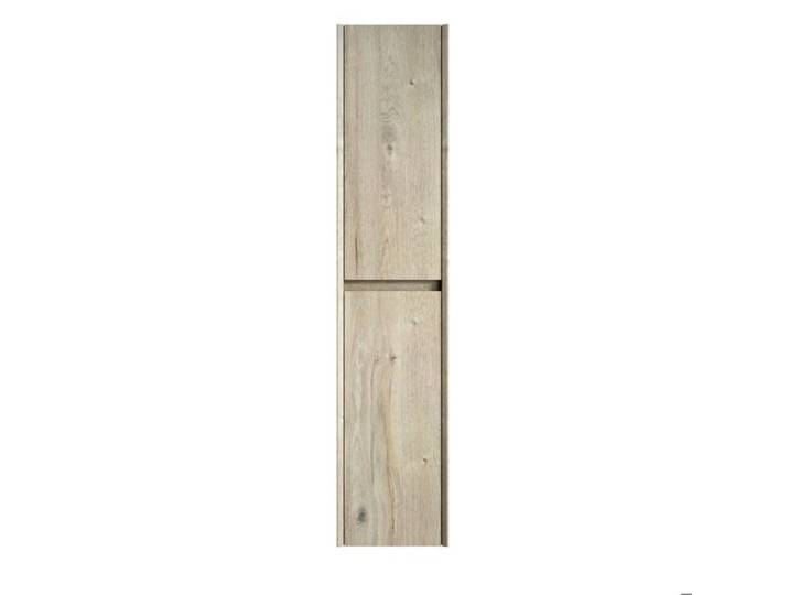WOVREO colonne murale de salle de bain 140 cm 2 portes étagères réglables contreplaqué blanc cassé