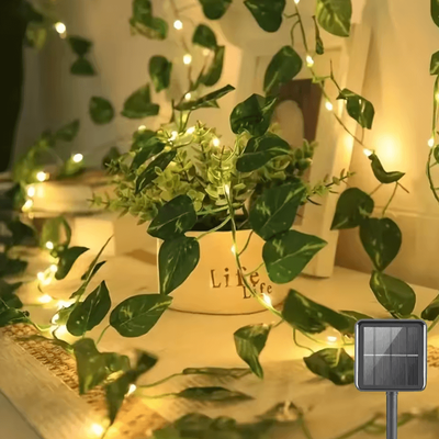 Inspire Curations 2M 20LED Green Leaf String Lights Ivy Fairy Garland Decor solar Green Leaf 2m 20 Led
