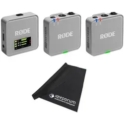RØDE Mikrofon-Funksystem Wireless GO Gen 3 Grau mit Tuch, Mikrofon