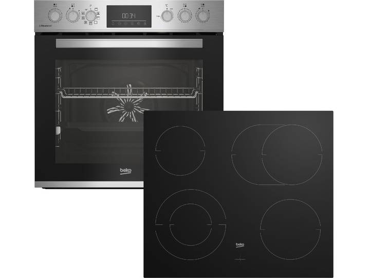 BEKO Elektro-Herd-Set BBUMA12321XMPE , Energieeffizienz: A+, schwarz (edelstahl), Herdsets, Pyrolyse – Selbstreinigung mit hoher Temperatur, Elektro-Herd-Set