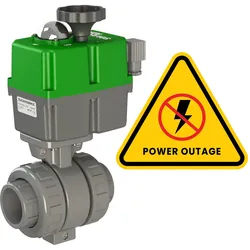 Absperr-Motorventil 50mm PVC (auf/zu) mit Notfall-Funktion – öffnet bei Stromaus...