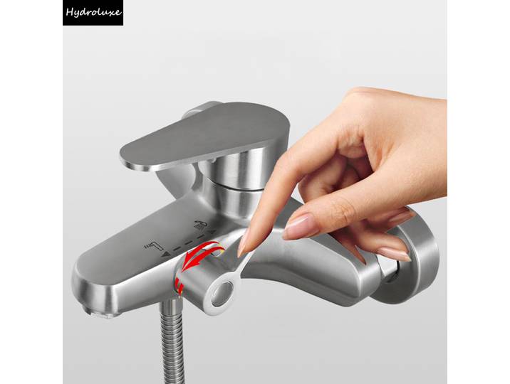 Robinet de baignoire pivotant mural en acier inoxydable avec douchette cascade, mitigeur chaud/froid pour salle de bain