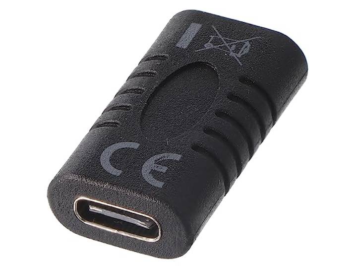 AccuCell nieuwe adapter USB-CTM naar USB-CTM voor het eenvoudig aansluiten van twee USB-CTM-kabels, zwart