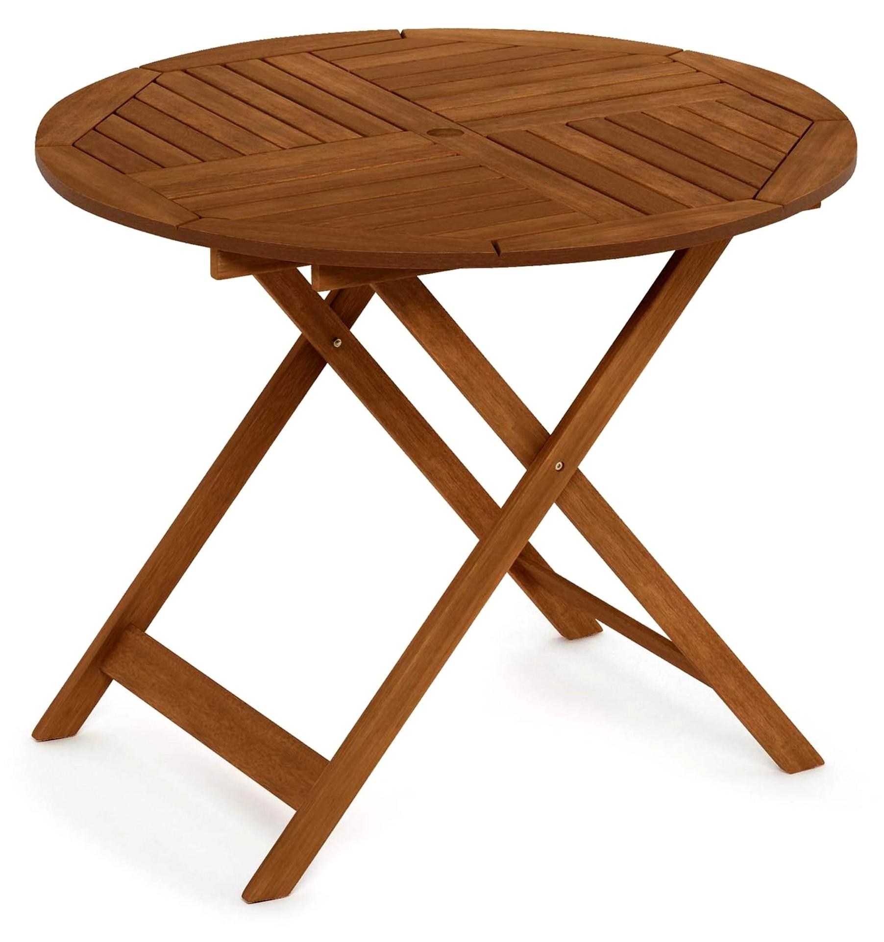 Tioman Outdoor Klapptisch mit Sonnenschirmloch, Natur, 88,9 x 88,9 x 71,88 cm