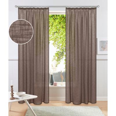 Gardine OTTO HOME "Fiete, 1 Stück, Leinen Optik, halbtransparent, Kräuselband" Gr. 5, braun, B:140cm H:265cm, Polyester, Gardinen, Gardine, Leinen Optik, Sichtschutz, halbtransparent, einfarbig, Leinenoptik