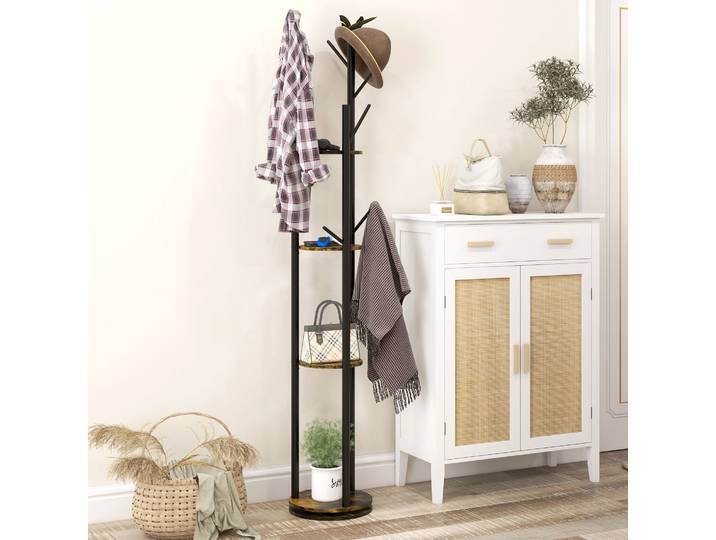 HOMCOM Portemanteau Pivotant Industriel Ø30x175cm Marron