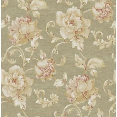 Seabrook Designs Seabrook Design Rhea Floral Scroll Unpasted Wallpaper