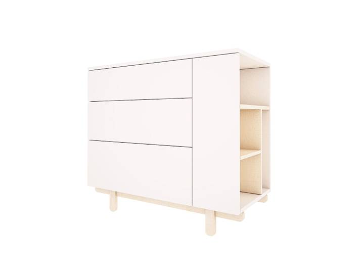 Commode 3 tiroirs Wood Luck Romy - Blanc