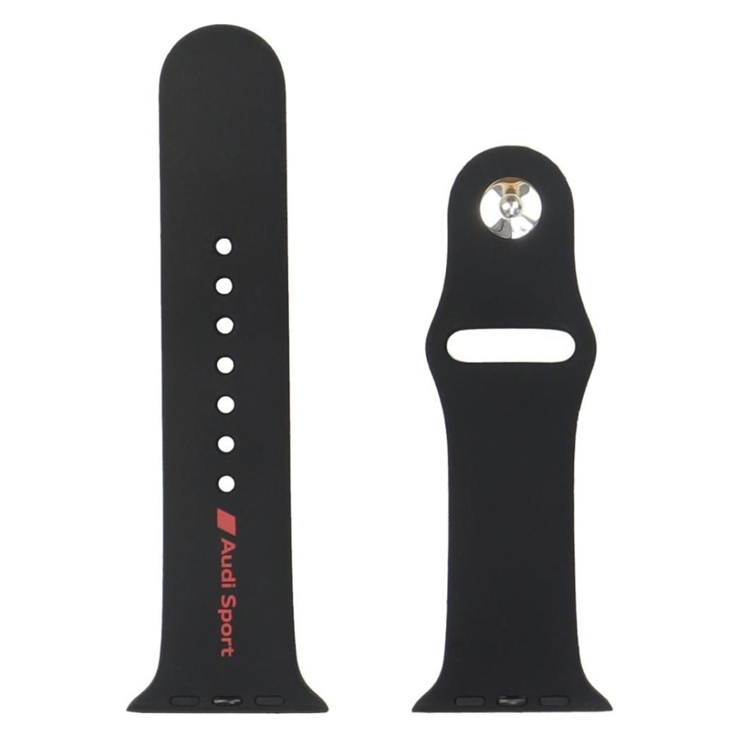Tech-Protect Sport Red Logo Silicone Watch Strap for Apple Watch 44 / 45 / 46 / 49 mm - black (44 mm, Silicon) (AUDI000210-0)