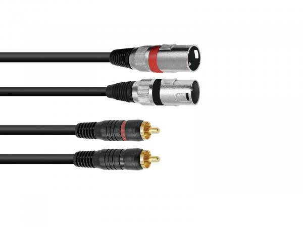 Omnitronic XLR naar RCA kabel, 2 x 3-polige XLR naar 2 x RCA, 1 meter, zwart