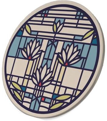 Thirstystone "Frank Lloyd Wright Waterlilies Design on 8"" Round Stone Trivet"