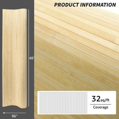 Art3d 48 x 96 in Natural Bamboo Wall Panel for Wall Decor for Living Room,Bedroom,Office