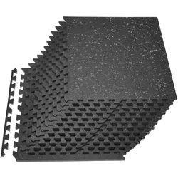 VEVOR 24 x Puzzlematte Bodenschutzmatte 610 x 610 x 14 mm, Hochdichte EVA-Schaumstoffmatte, Ineinandergreifende Fitnessmatte Gymnastikmatte Sportmatte, Trainingsmatte (Schwarz) mit Grauen Punkten